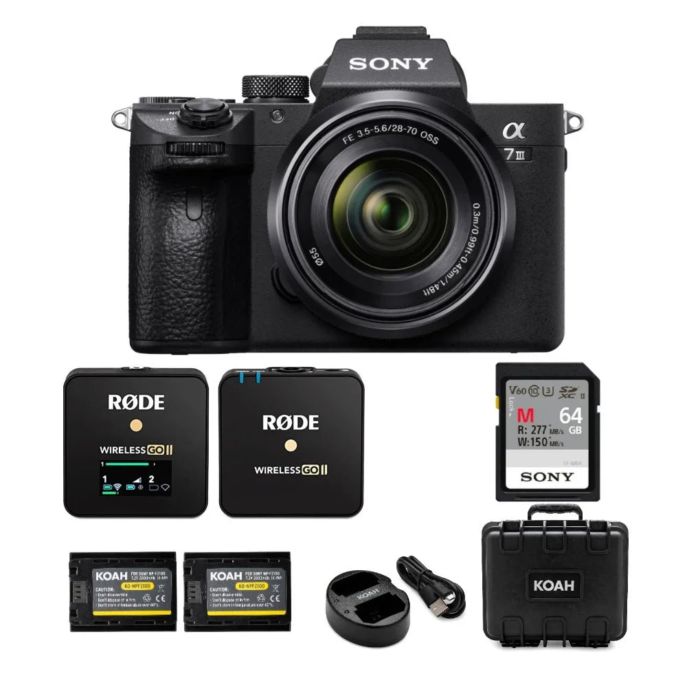Sony Alpha a7 III Mirrorless Camera with 28-70mm Lens and Wireless Mic Bundle