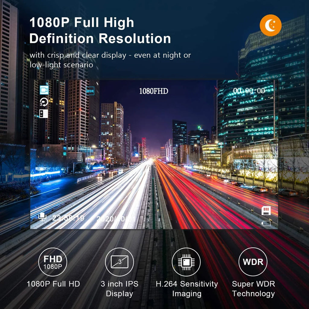 Dash Cam Front with 32G SD Card, 1080P FHD Car Driving Recorder 3'' IPS Screen 170°Wide Angle Dashboard Camera Aluminum Alloy Case, WDR G-Sensor Parking Monitor Loop Recording Motion Detection
