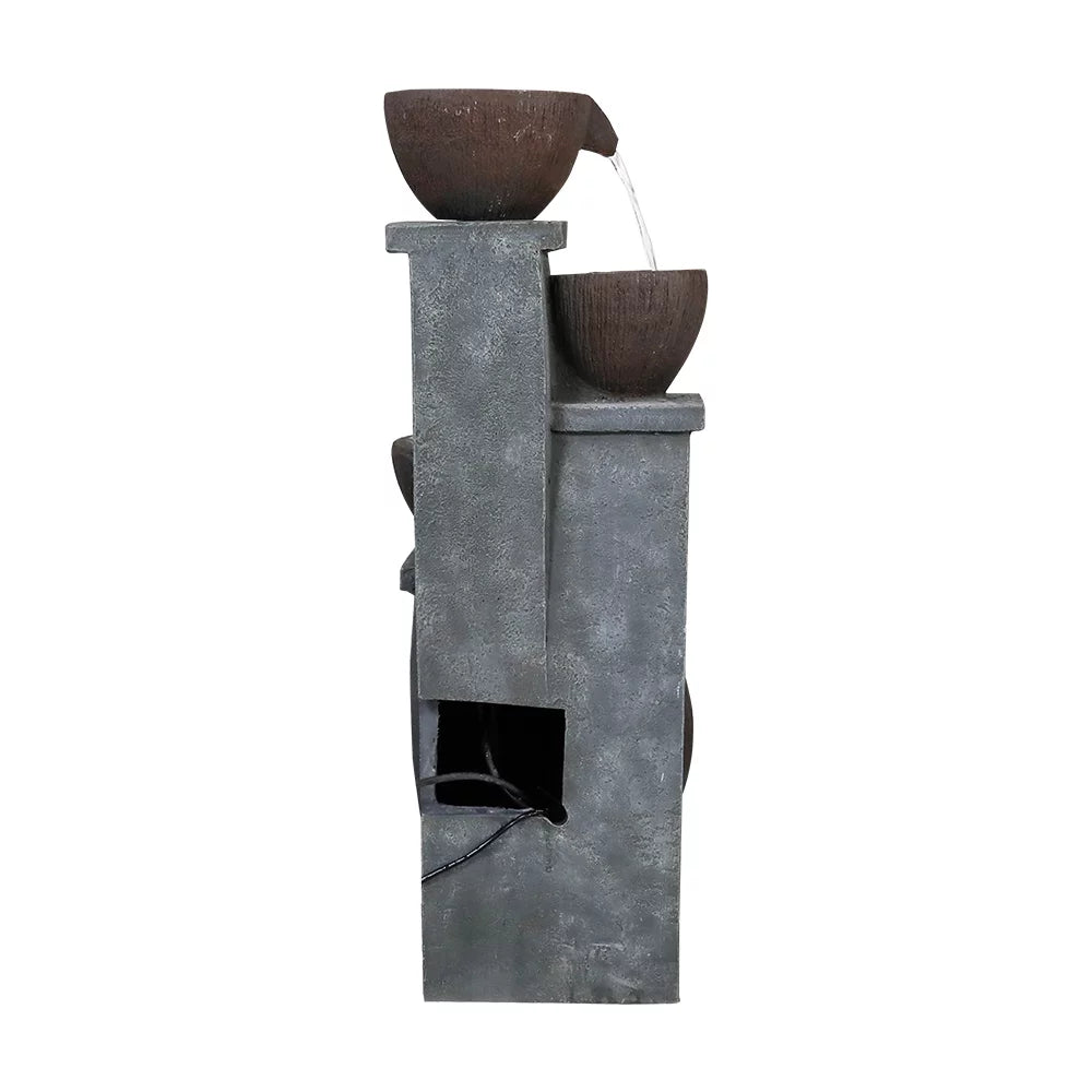 Willwolf 32.8''H Modern Outdoor Fountain - 4-Tier Outdoor Garden Fountains with LED Light for Garden, Patio, Deck, Porch, Backyard and Home Art Decor