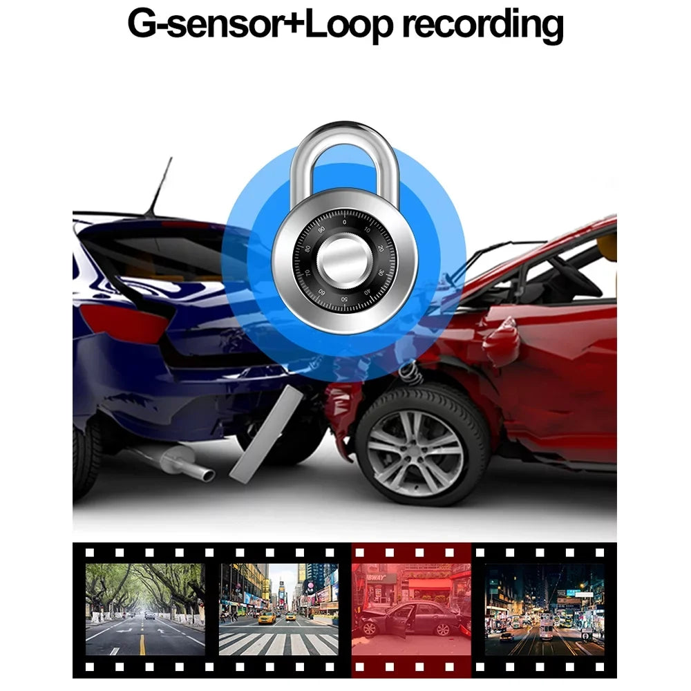 G·PEH US 4K WiFi Mirror GPS Dash Cam 12" Voice Control Car RearView Backup Dual