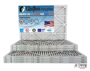 Glasfloss 16x20x1 - MERV 10 -Qty:12 - Furnace Air Filter - Made in USA (Actual Size: 15.5 x 19.5x7/8 inch)