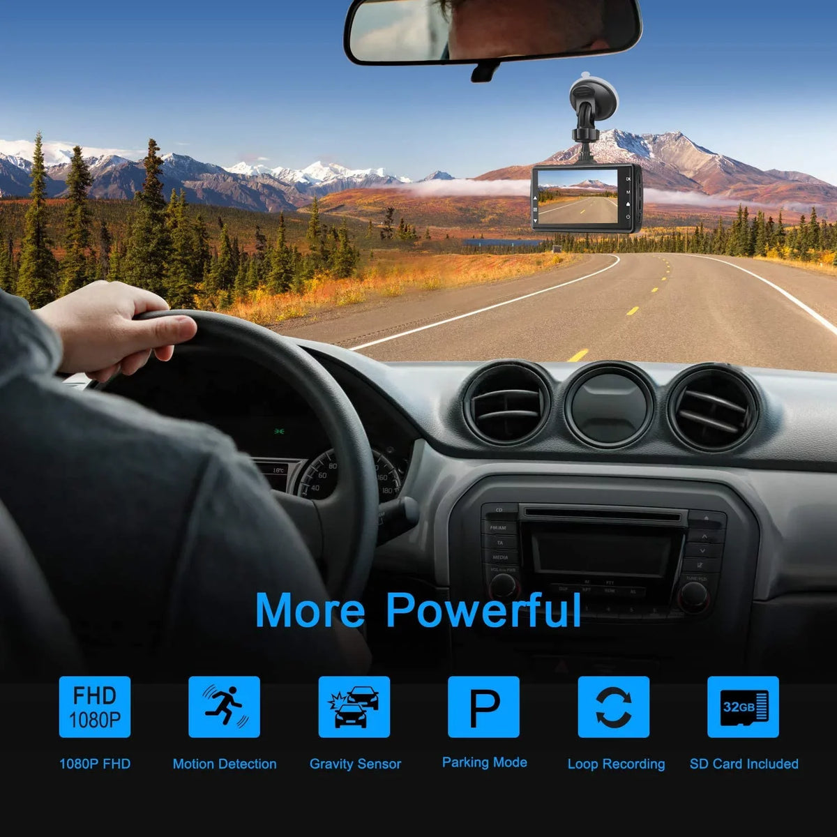 Dash Cam Front with 32G SD Card, 1080P FHD Car Driving Recorder 3'' IPS Screen 170°Wide Angle Dashboard Camera Aluminum Alloy Case, WDR G-Sensor Parking Monitor Loop Recording Motion Detection