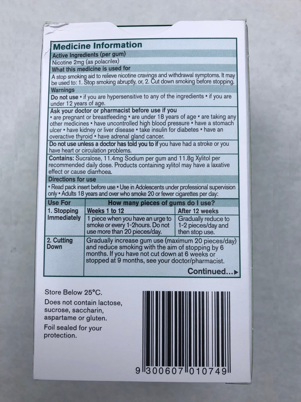 4 Pack, Nicorette Gum 2mg ICY MINT (Total 420) Quit Smoking Aid