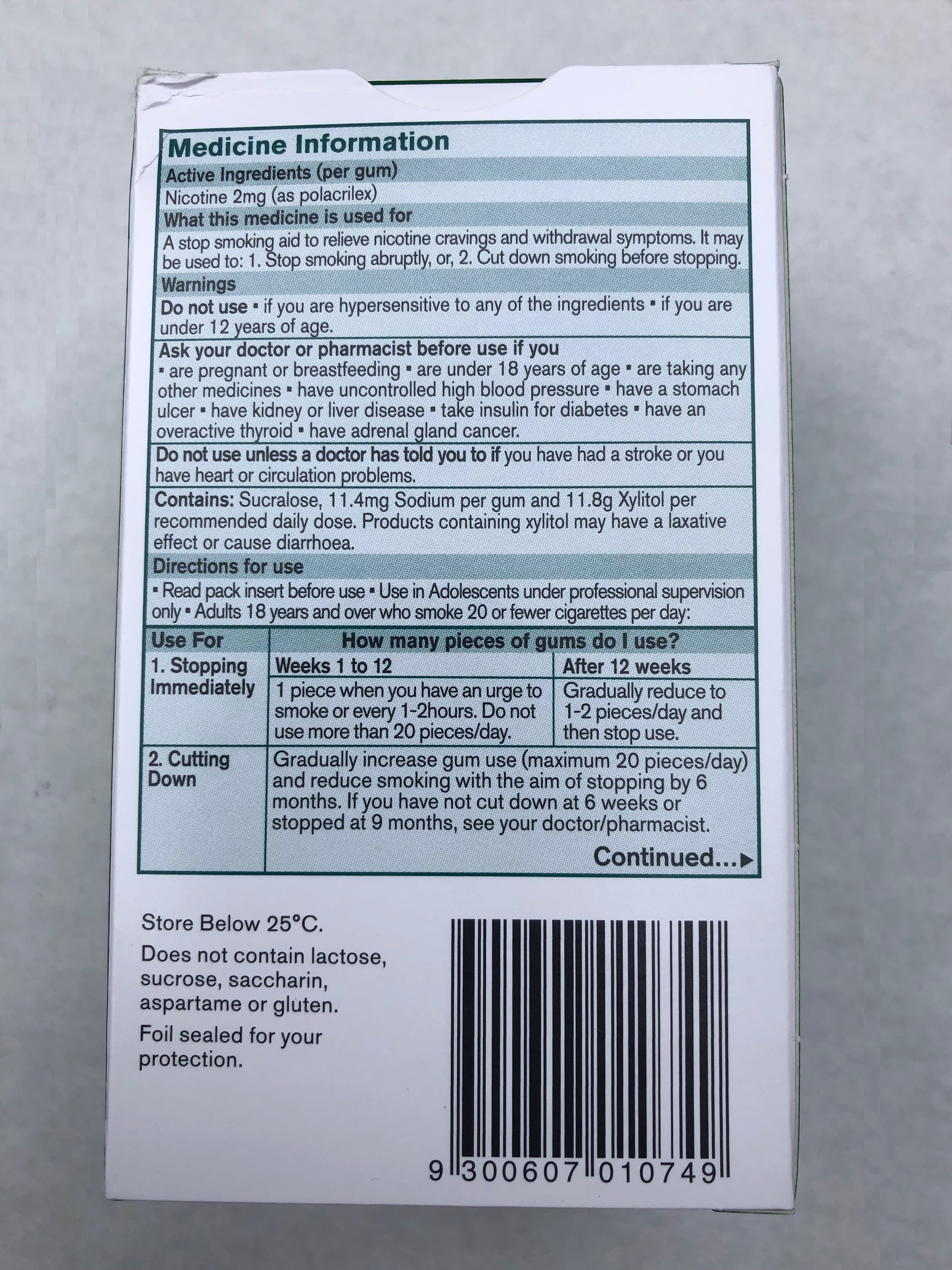 4 Pack, Nicorette Gum 2mg ICY MINT (Total 420) Quit Smoking Aid