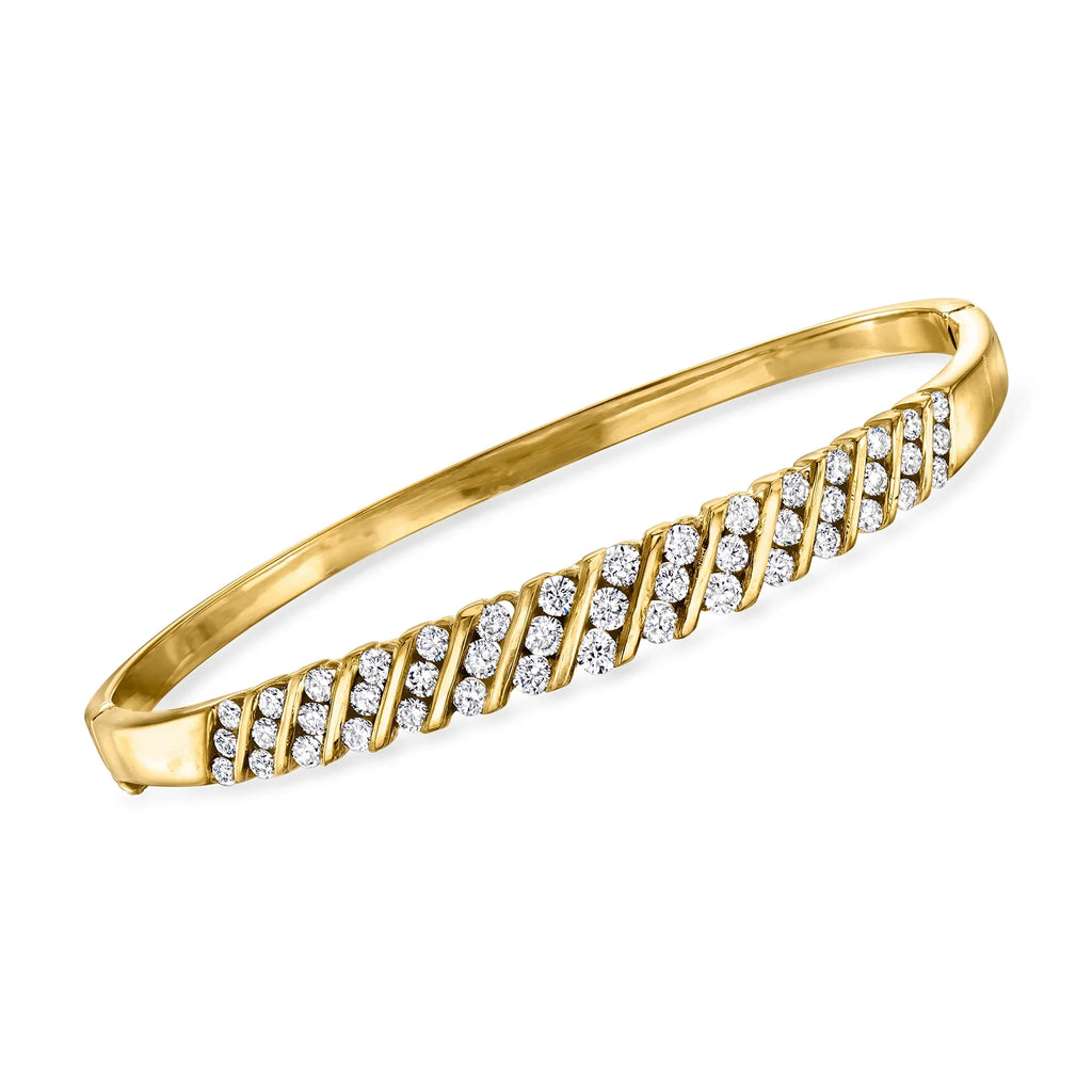 Ross-Simons C. 1990 Vintage 2.00 ct. t.w. Diamond Bangle Bracelet in 14kt Yellow Gold, Women's, Adult, Pre-Owned