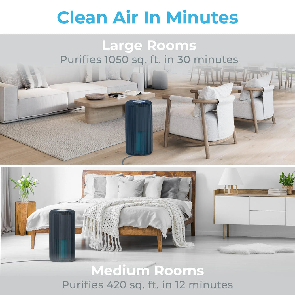 Pure Enrichment ® Smart 5-in-1 True HEPA Air Purifier with UV-C Light and App Control Graphite