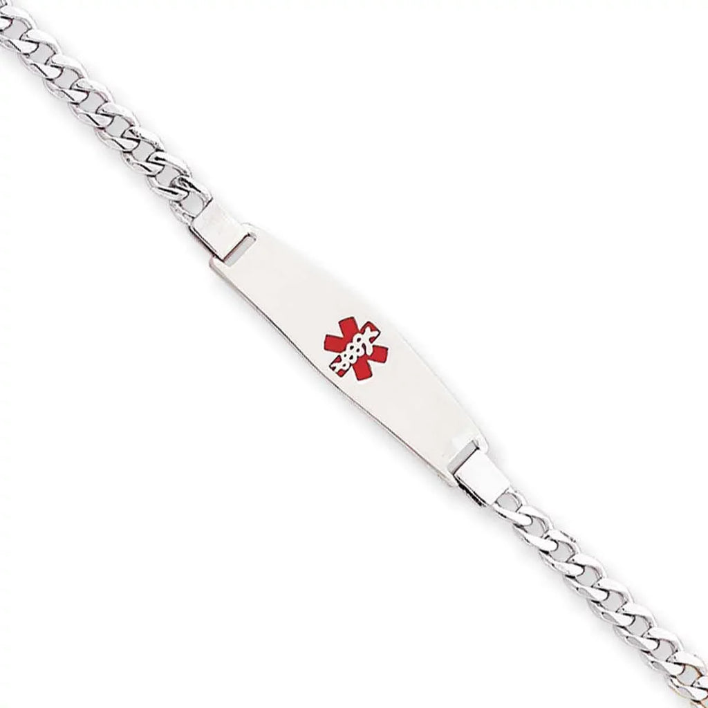 Primal Silver Sterling Silver Rhodium-plated Medical ID Curb Link Bracelet
