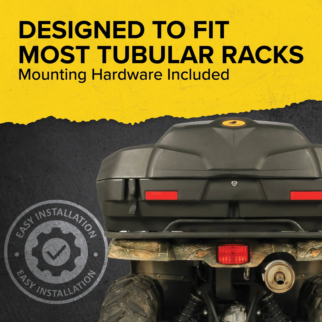 Camco Black Boar ATV/UTV Rear Storage Box and Lounger | Features a Lockable Durable Storage Box, an Impervious Design, and a Soft Comfortable Seat Cushion (66010)