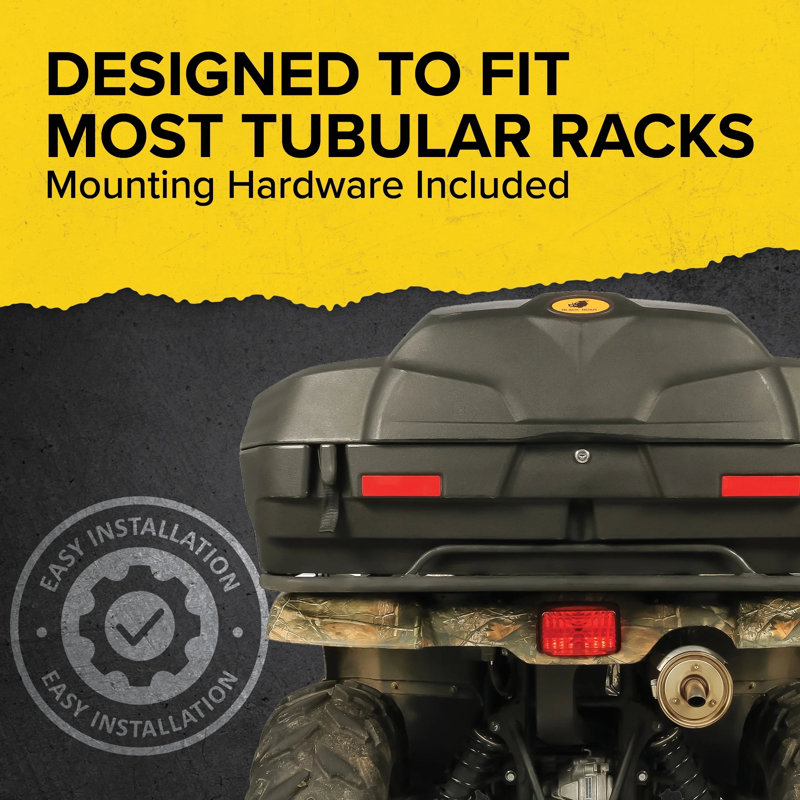 Camco Black Boar ATV/UTV Rear Storage Box and Lounger | Features a Lockable Durable Storage Box, an Impervious Design, and a Soft Comfortable Seat Cushion (66010)