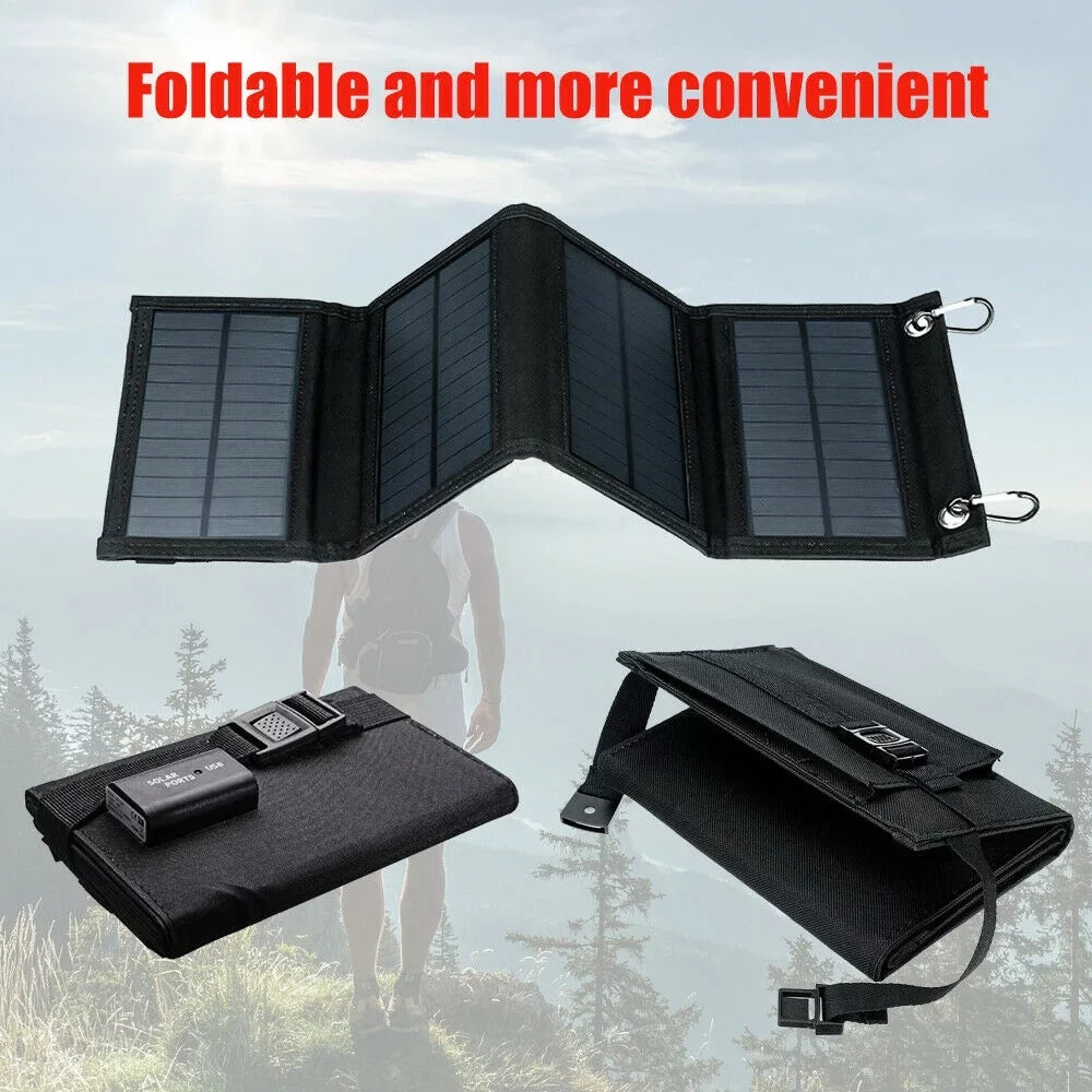 80W Solar Charger Solar Panel Portable Solar Phone Charger Waterproof Power Bank for Phone Fishing Hiking Camping Emergency Outdoors