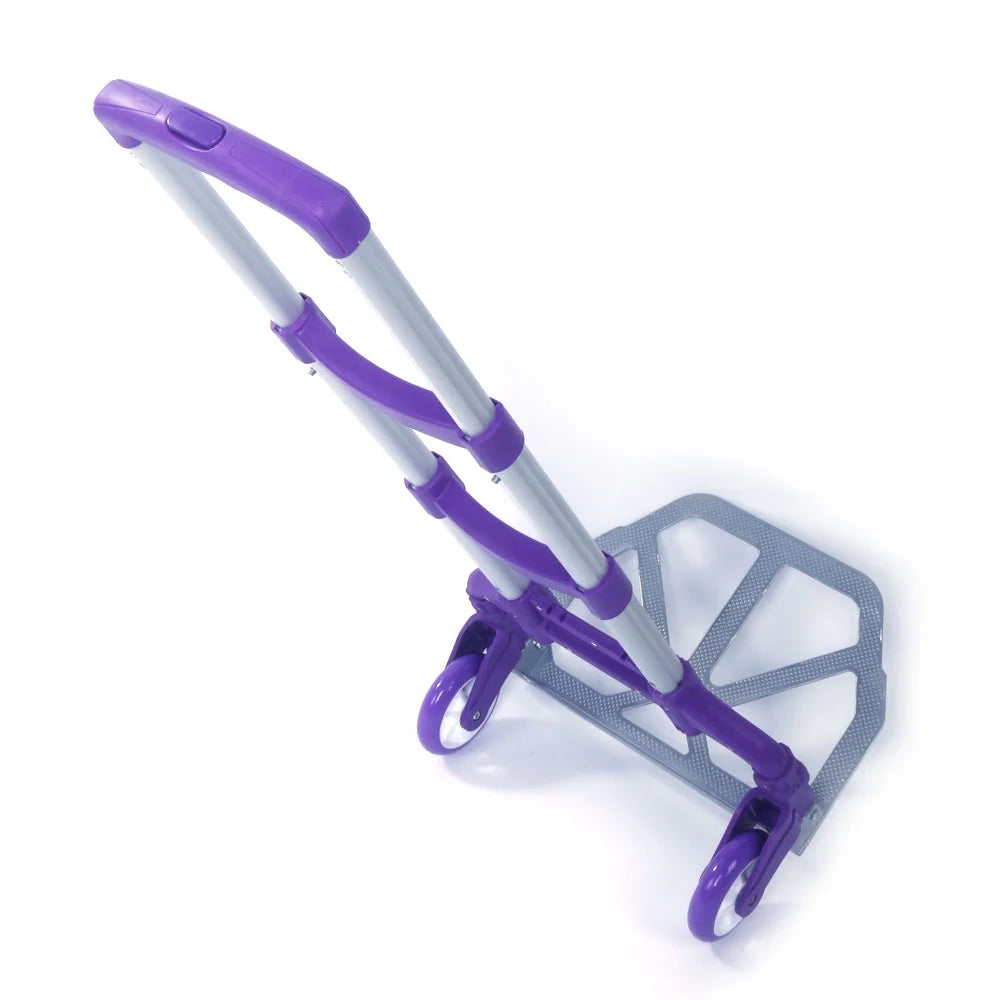 BMTBUY Portable Aluminium Cart Folding Dolly Push Truck Hand Collapsible Trolley Luggage Purple