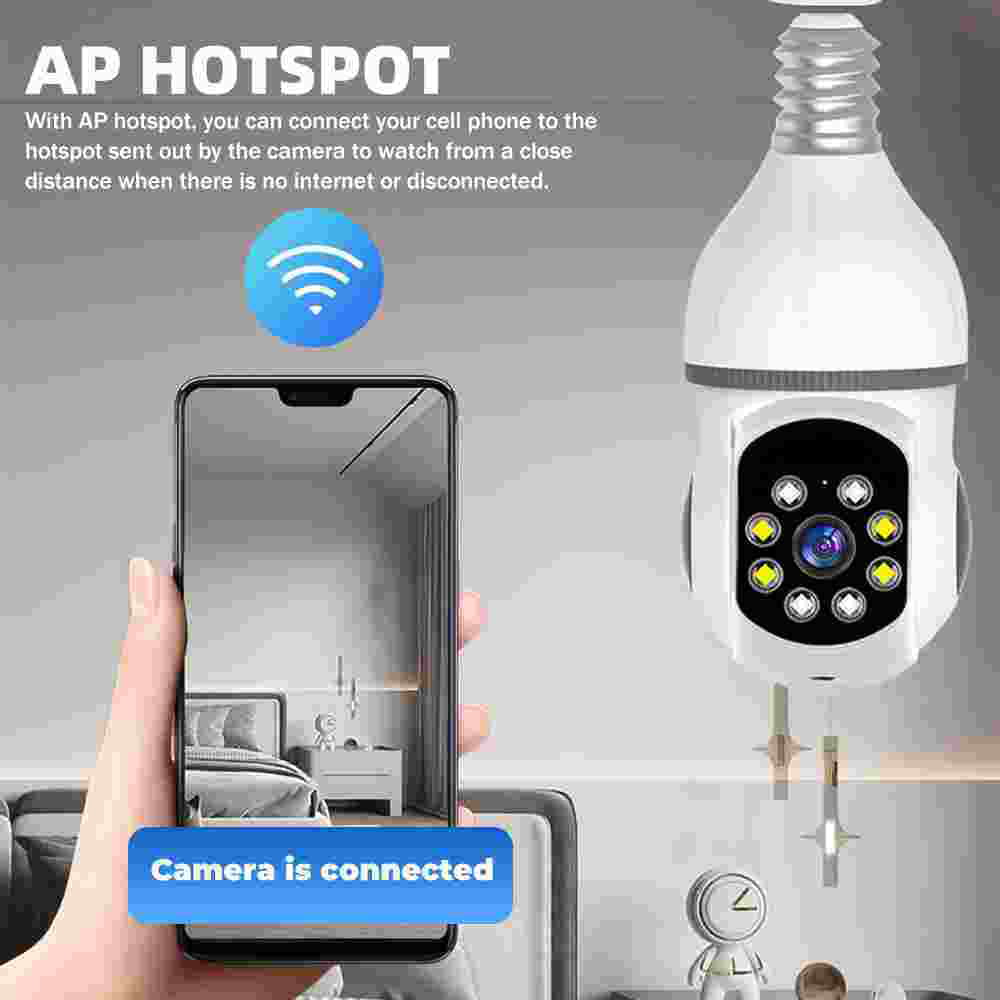 Kepeak WiFi Bulb Security Camera, Home Cameras with Motion Detection, Clear Vision