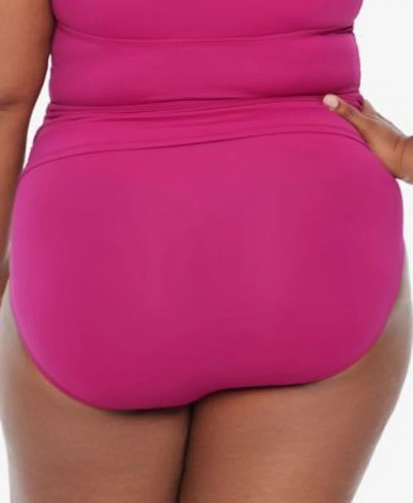 Ralph Lauren PLUMERIA Plus Size Shirred High-Waist Swim Bottom, US 18W