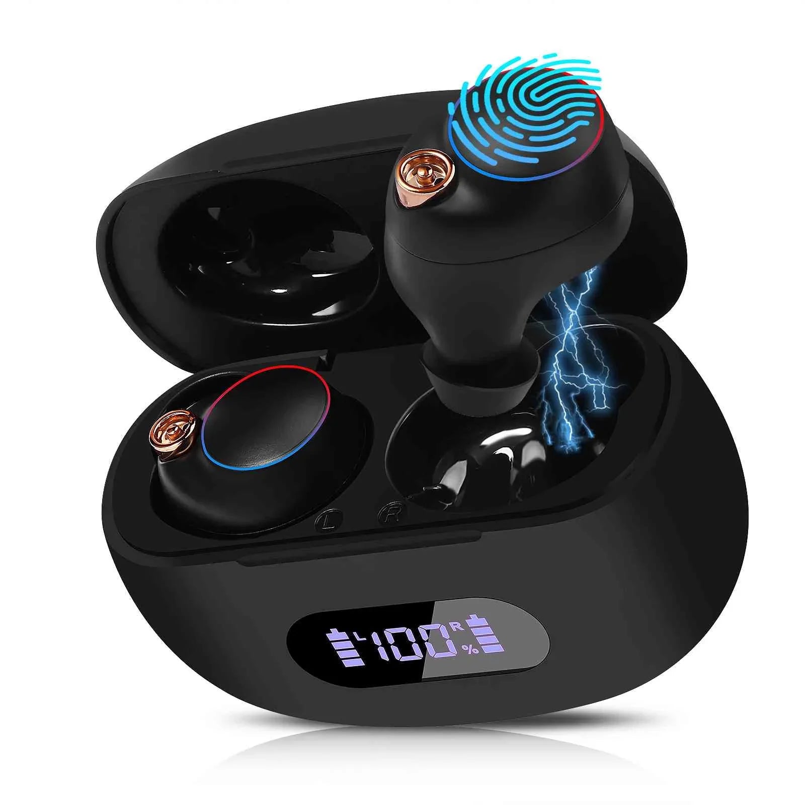 UrbanX True Wireless Bluetooth Earbuds + Charging Case, Black, Dual Connect, IPX5 Water Resistance, Bluetooth 5.2 Connection, Balanced, Bass Boost Matching with OnePlus Ace 2