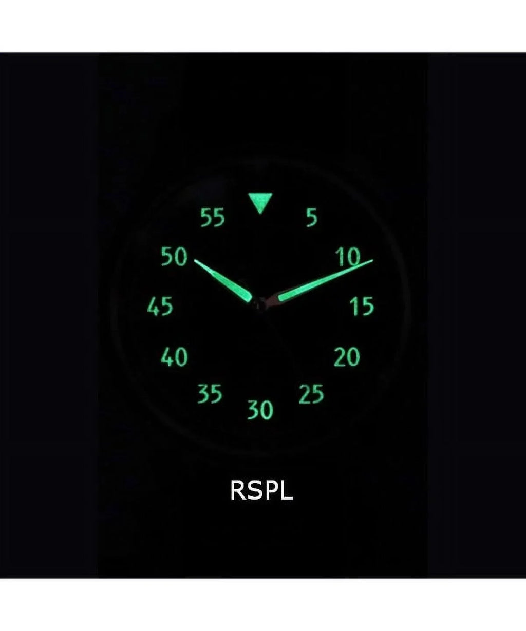 Ratio Skysurfer Pilot Black Textured Dial Leather Automatic RTS320 200M Men's Watch