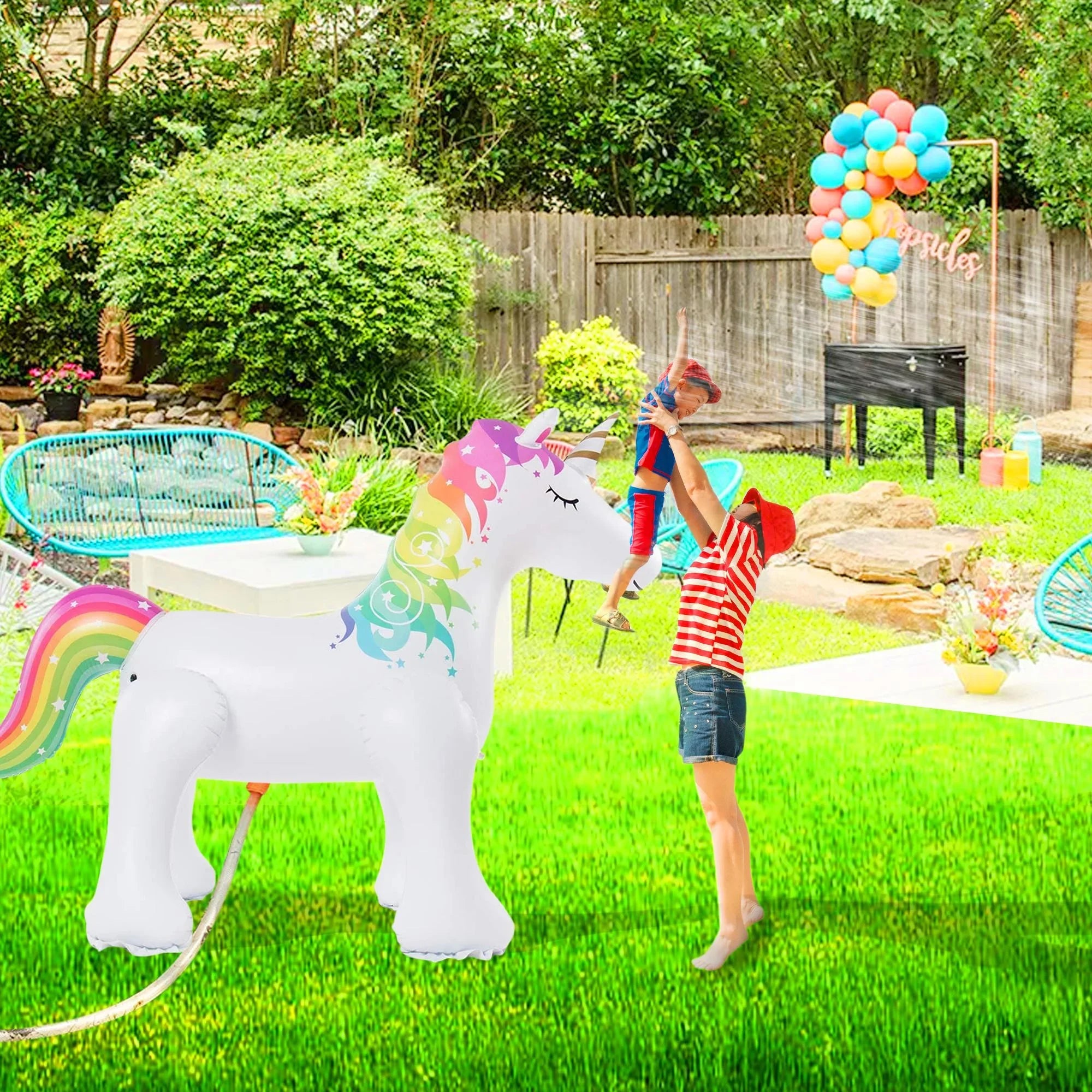 Thalia 63 Inch Inflatable Sprinkler for Kids-XL Unicorn