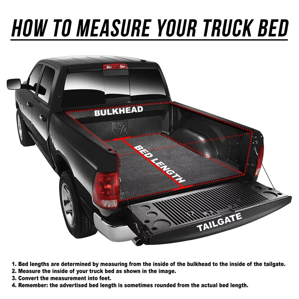 Auto Drive Soft Roll up Truck Bed Tonneau Wrap Fits 94-10 Dodge Ram 1500 2500 3500 / 11-18 Ram 1500 2500 3500 8Ft Bed
