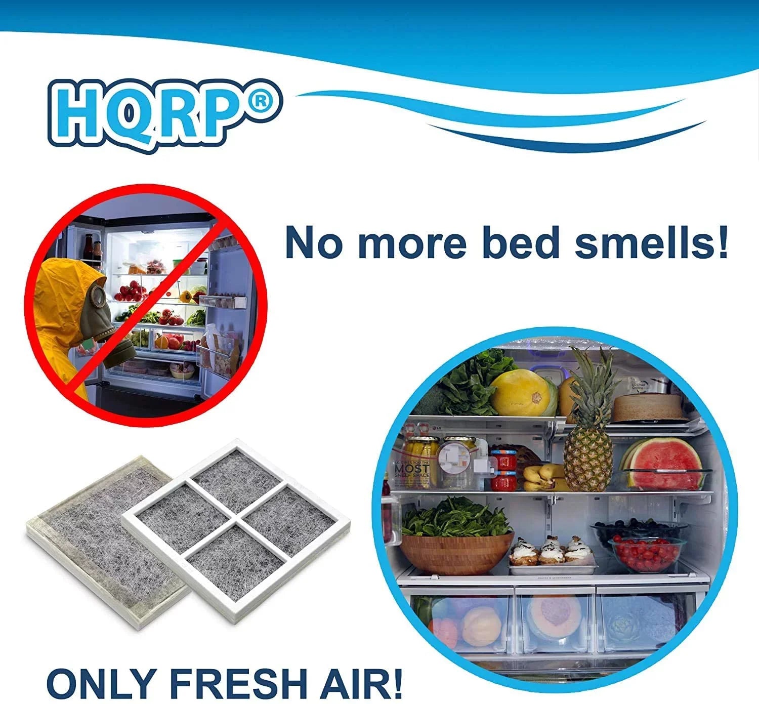 HQRP Pack of 4 Fresh Air Filters for LG Refrigerators LT120F / ADQ73214404 / ADQ73334008 / ADQ73334003