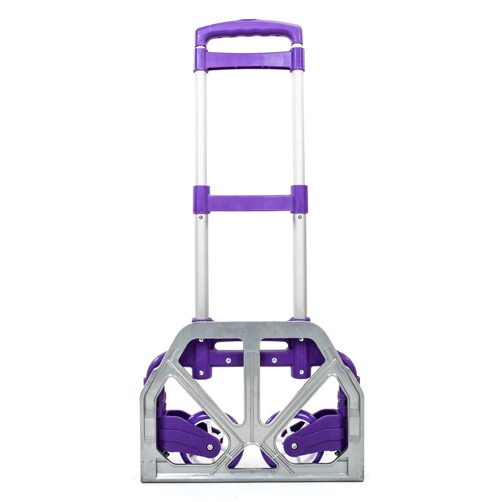 BMTBUY Portable Aluminium Cart Folding Dolly Push Truck Hand Collapsible Trolley Luggage Purple