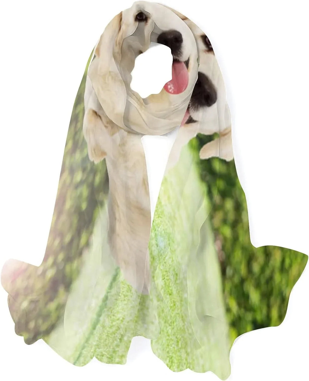Hyjoy Golden Retriever Looking Outdoors Long Silk Neck Scarf Lightweight Shawl Wrap Scarves for Women Girls