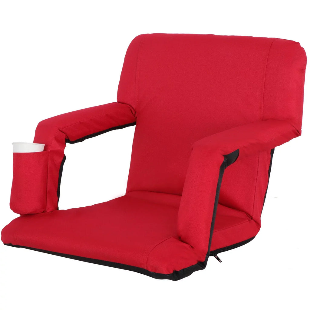 ZENSTYLE Impervious Stadium Seat with Cup Holder 7 Tiltable Positions - Red