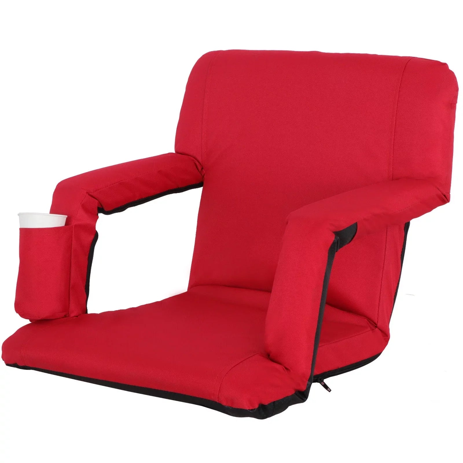 ZENSTYLE Impervious Stadium Seat with Cup Holder 7 Tiltable Positions - Red