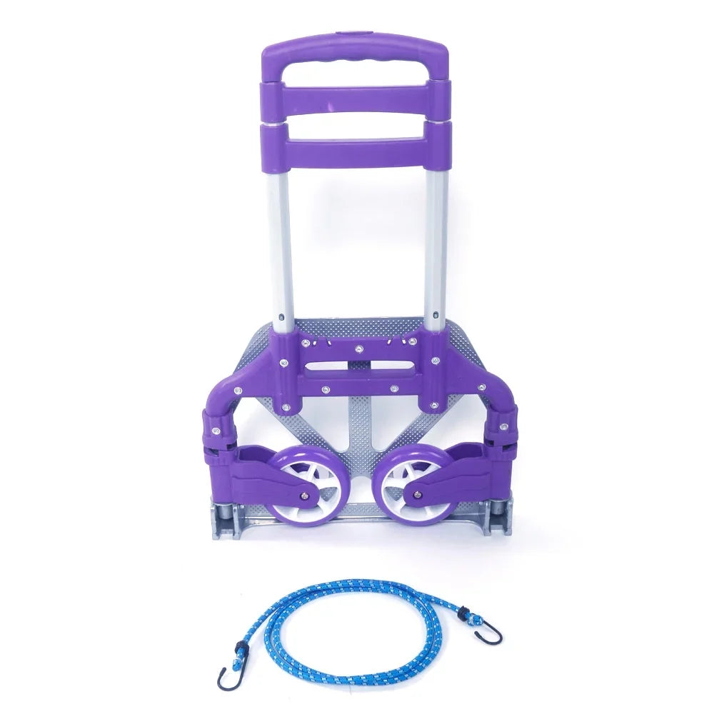 BMTBUY Portable Aluminium Cart Folding Dolly Push Truck Hand Collapsible Trolley Luggage Purple