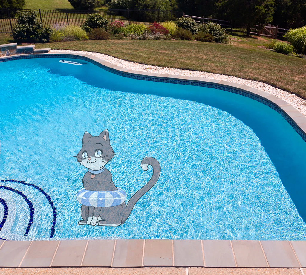 Slick Woody's 30" Kitten Vinyl Underwater Pool Mat Tattoo in Gray