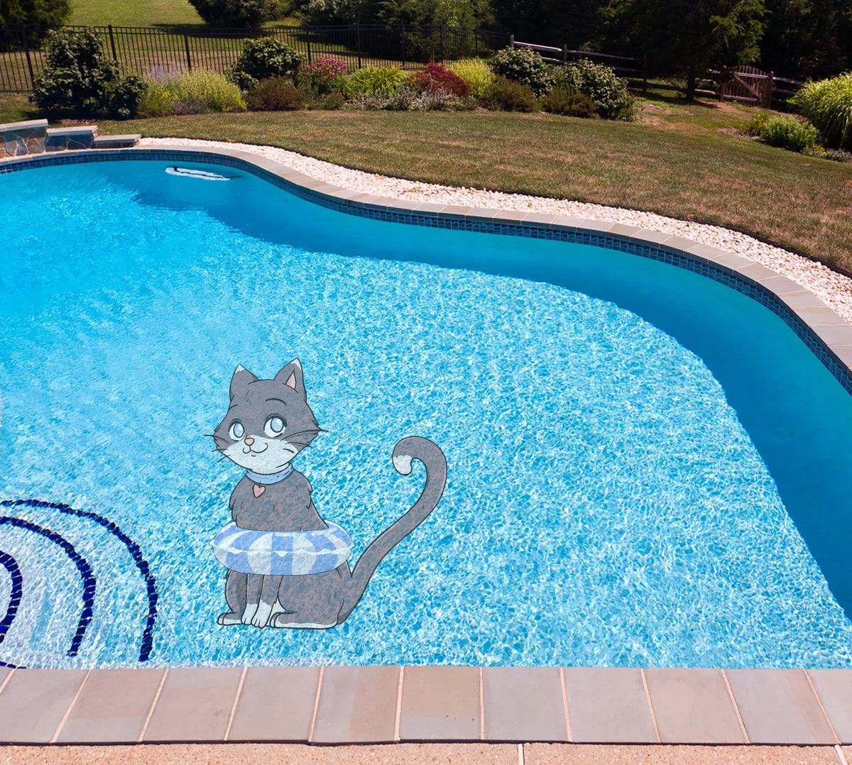 Slick Woody's 30" Kitten Vinyl Underwater Pool Mat Tattoo in Gray