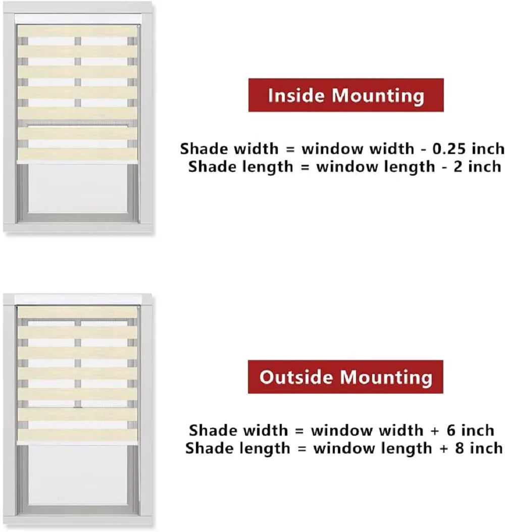 LUCKUP Zebra Blinds for Windows, Dual Layer Roller Sheer Shades Blinds for Day and Night, Light Control Window Treatments Shades with Valance Shield 29" W x 72" L, Striped Beige