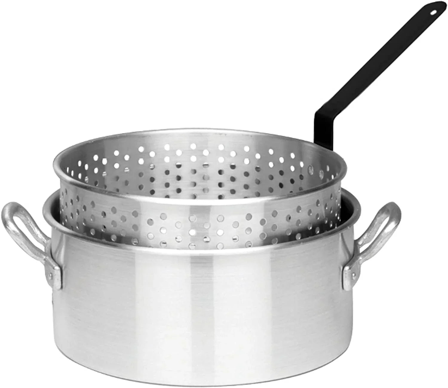 Bayou Classic B135 Sportsman's Choice Aluminum Fish Cooker Perfect To Fry Fish Shrimp Chicken Hushpuppies and Fries Includes 10-qt Aluminum Fry Pot and Basket 21-in Tall Cooker 5-in Fry Thermometer