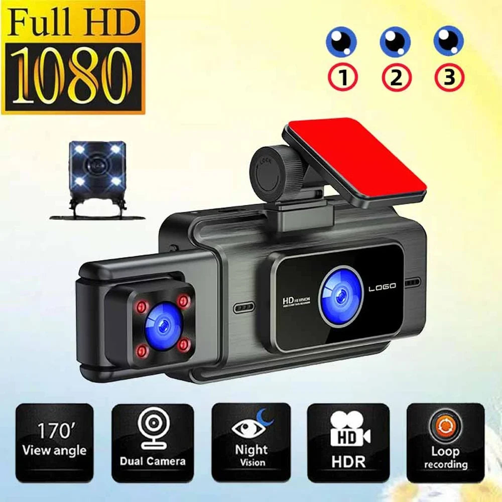 Dcenta Dash Cam Parking Clear Car Rearview Mirror Car Video Recording Camcorder Wide Angle Car Camera Recorder WIFI Interconnection Auto Safety Driving Recorder