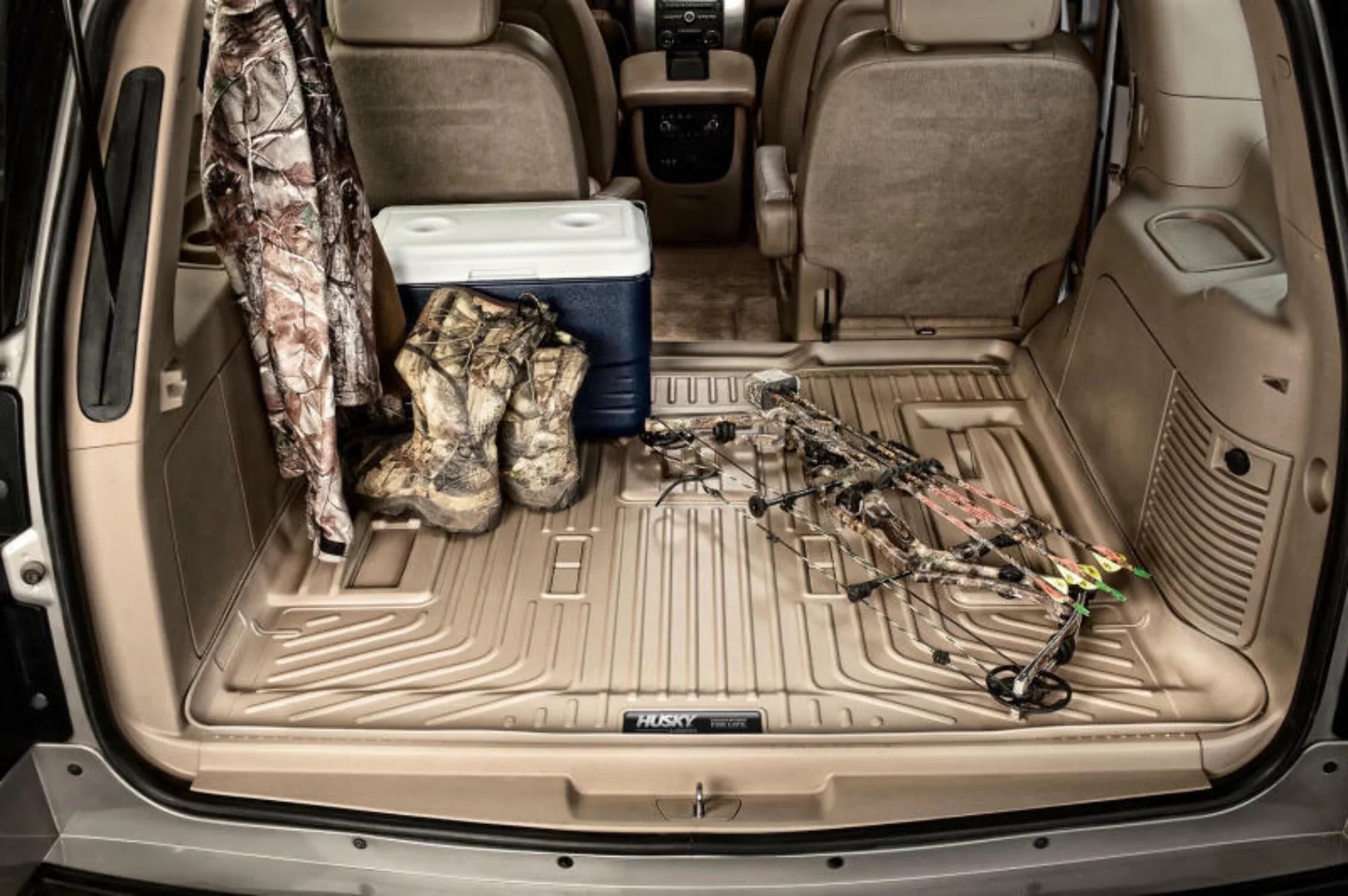 Husky by RealTruck Climate Series Cargo Liner Black Matching with 12-19 Toyota Highlander; Matching with to back of 2nd row Seats over foldered 3rd row Seats