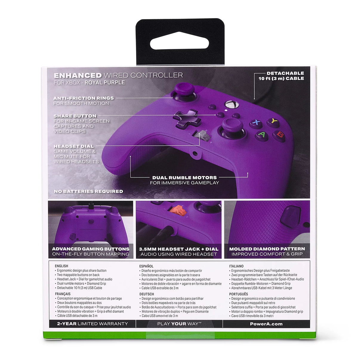 PowerA Enhanced Wired Controller for Xbox Series X|S - Royal Purple