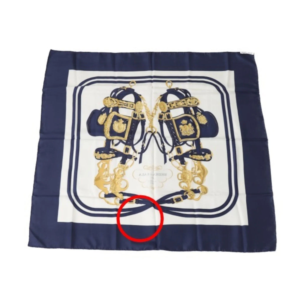 Pre-Owned HERMES BRIDES de GALA Carre90 Hermes Blue Scarf (Good)