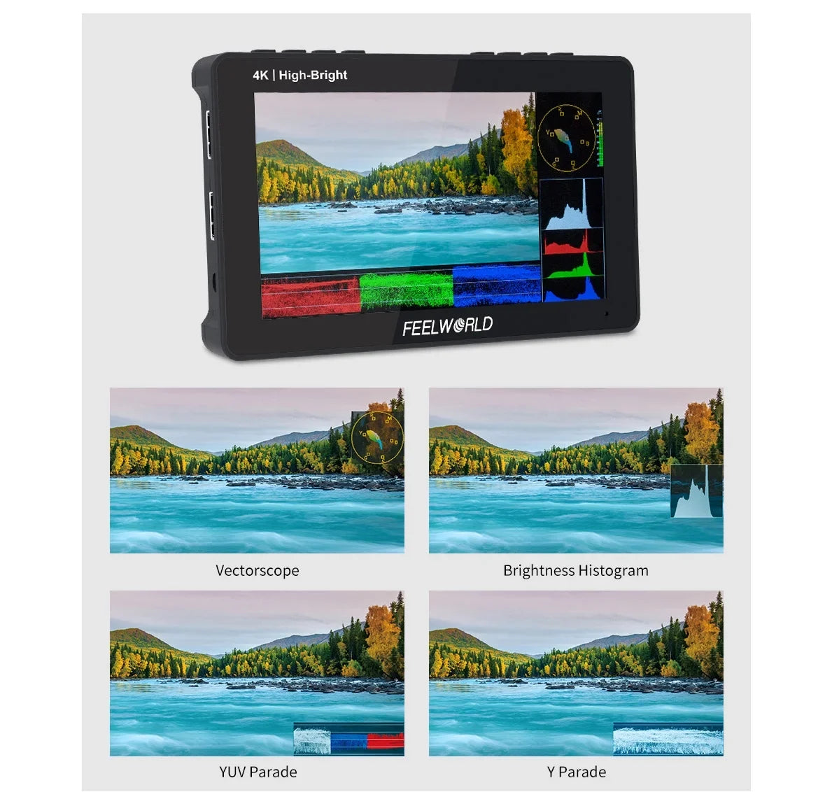 FEELWORLD F6 Pro +Battery +Carry Case 5.5 Inch 1600nits Touchscreen DSLR Camera Field Monitor with 3D LUT F970 External Kit Install for Power Wireless Transmission FHD 1920x1080 4K HDMI