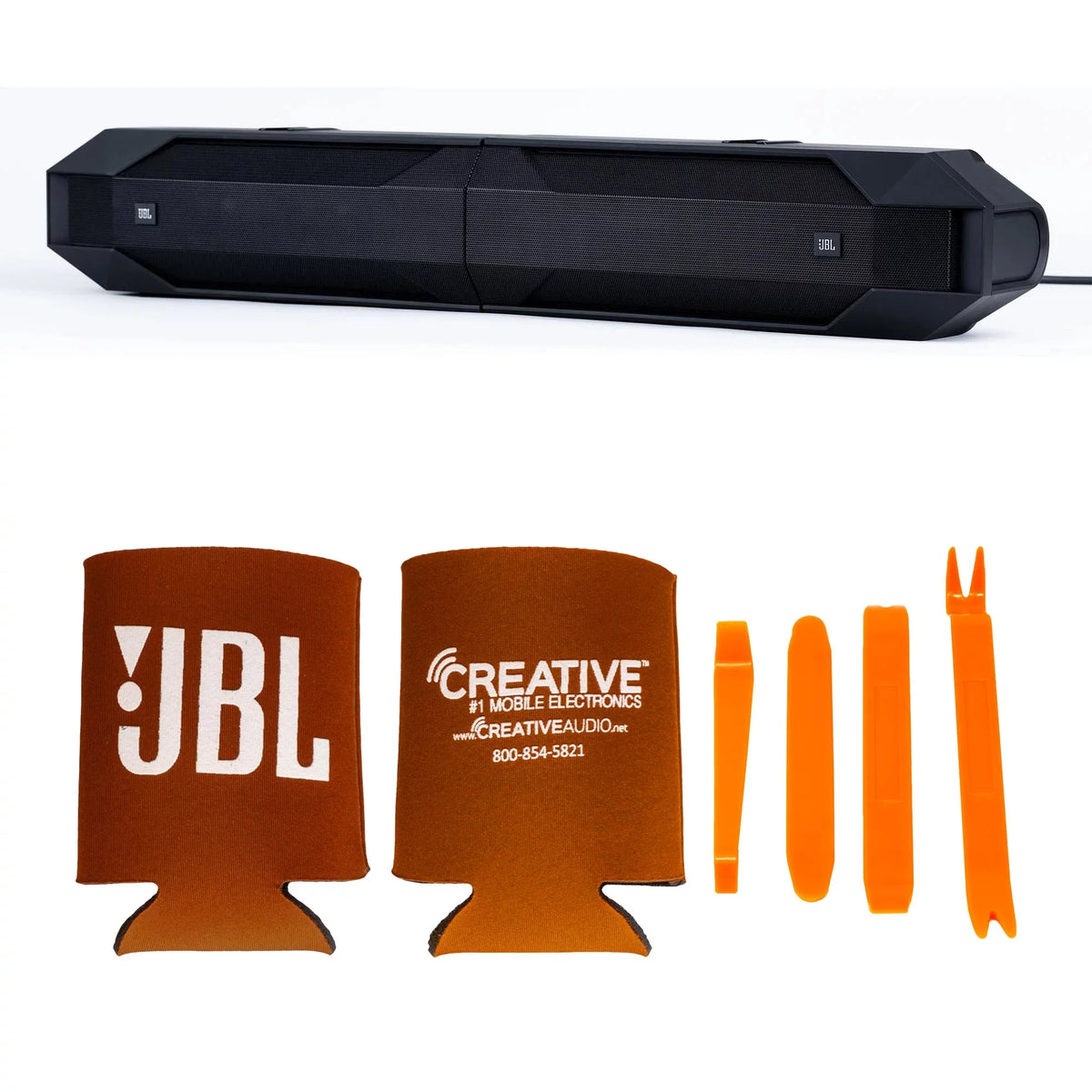 JBL JBLBB4005D - 5-Door Passive Sound Bar Matching with Bronco with MB Quart NA2-400.2 compact Two Channel, 400 watt Powersports amplifier and Bronco Install Accessories