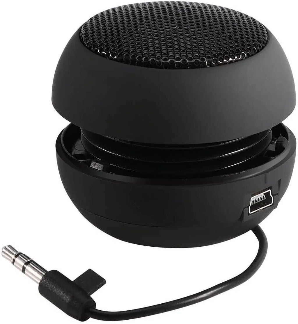 Portable Speaker, Mini USB Speaker with 3.5mm Jack on Bottom for Mobilephone PC Laptop MP3(Black)
