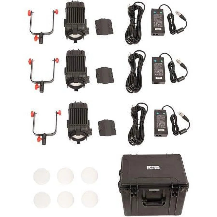 Boltzen 100W Fresnel Focusable LED Bi-Color 3-Light Kit