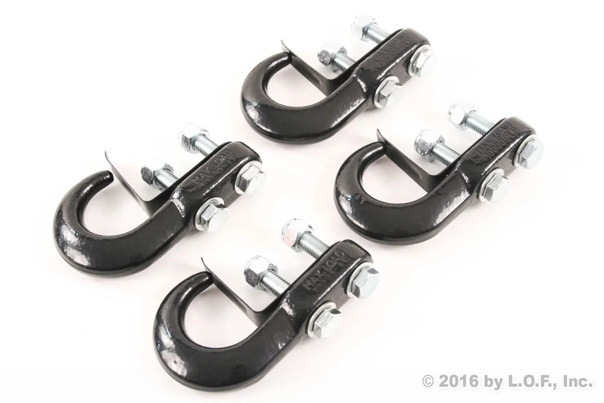 Red Hound Auto 4 Universal Shield Tow Hooks for Fitting with Ford Dodge Chevrolet GMC Toyota Pickup Truck