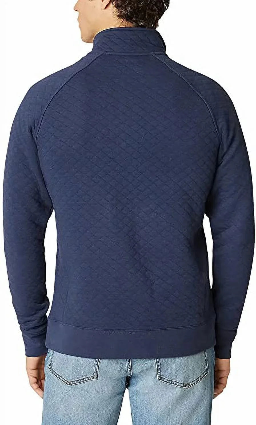 Eddie Bauer Mens Midweight Quarter Snap Mock Quilted Pullover (Blue, Medium)