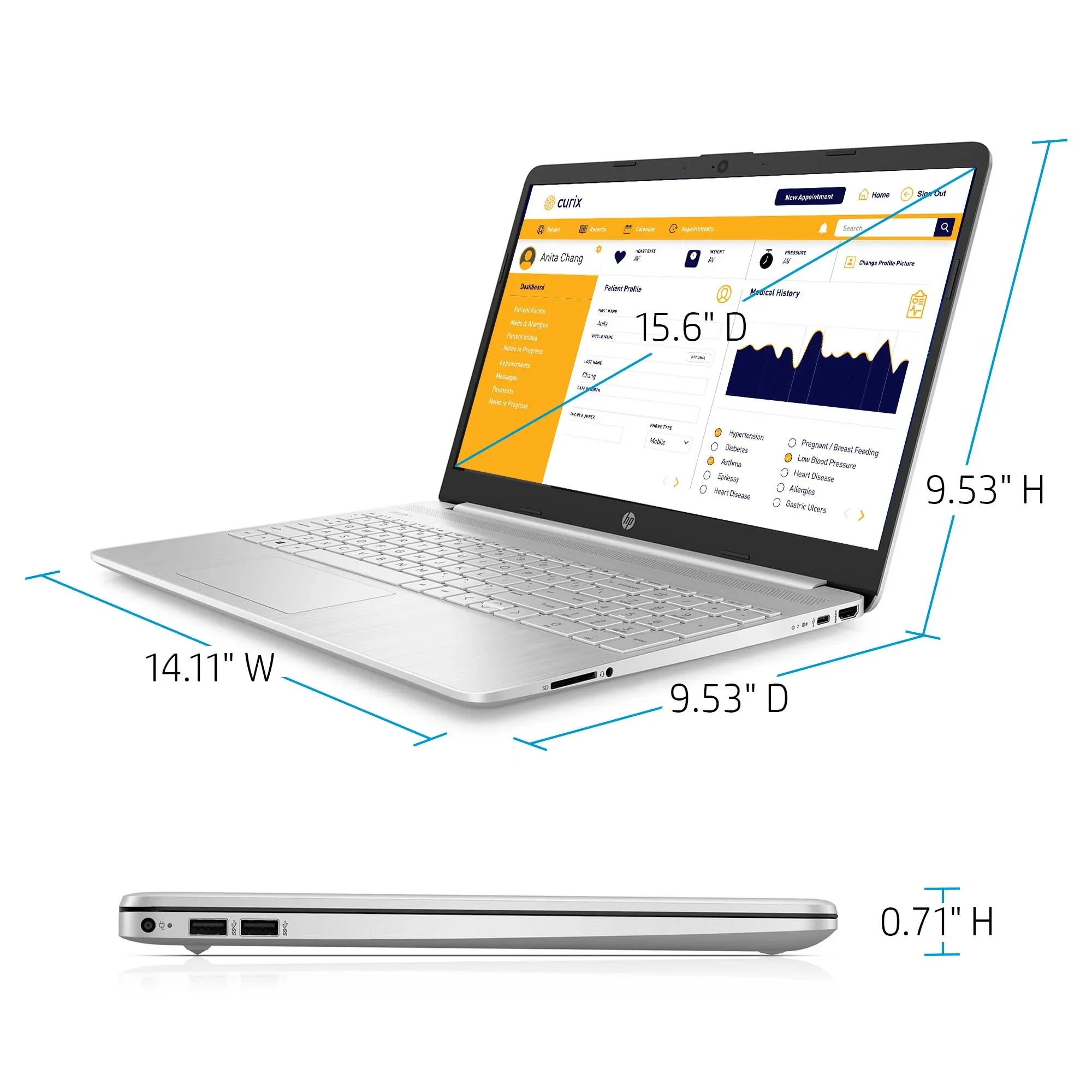 HP 15.6" i3 8GB/512GB Laptop-Silver