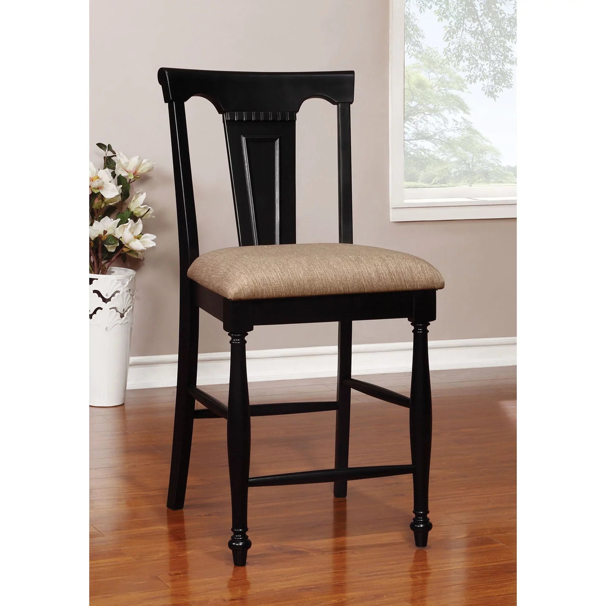 Furniture of America Kis Country Solid Wood Counter Height Chairs (Set of 2) by White/Cherry Cherry Finish, White Finish