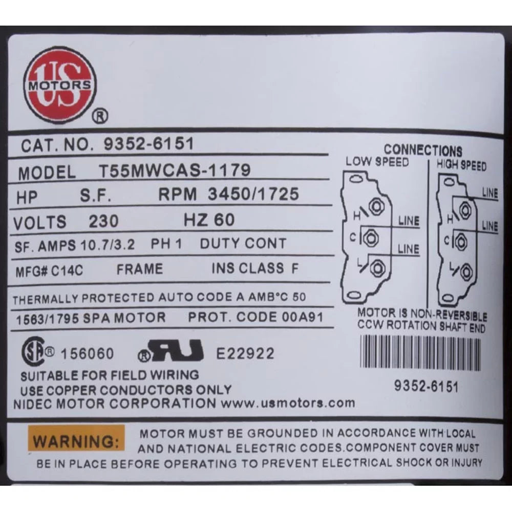 Pump, Aqua Flo XP2, 2.5ohp/4.0thp, 230v, 2-Speed, 48fr, 2", OEM