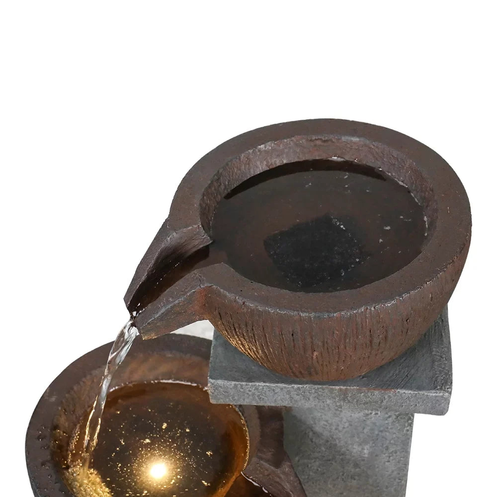 Willwolf 32.8''H Modern Outdoor Fountain - 4-Tier Outdoor Garden Fountains with LED Light for Garden, Patio, Deck, Porch, Backyard and Home Art Decor