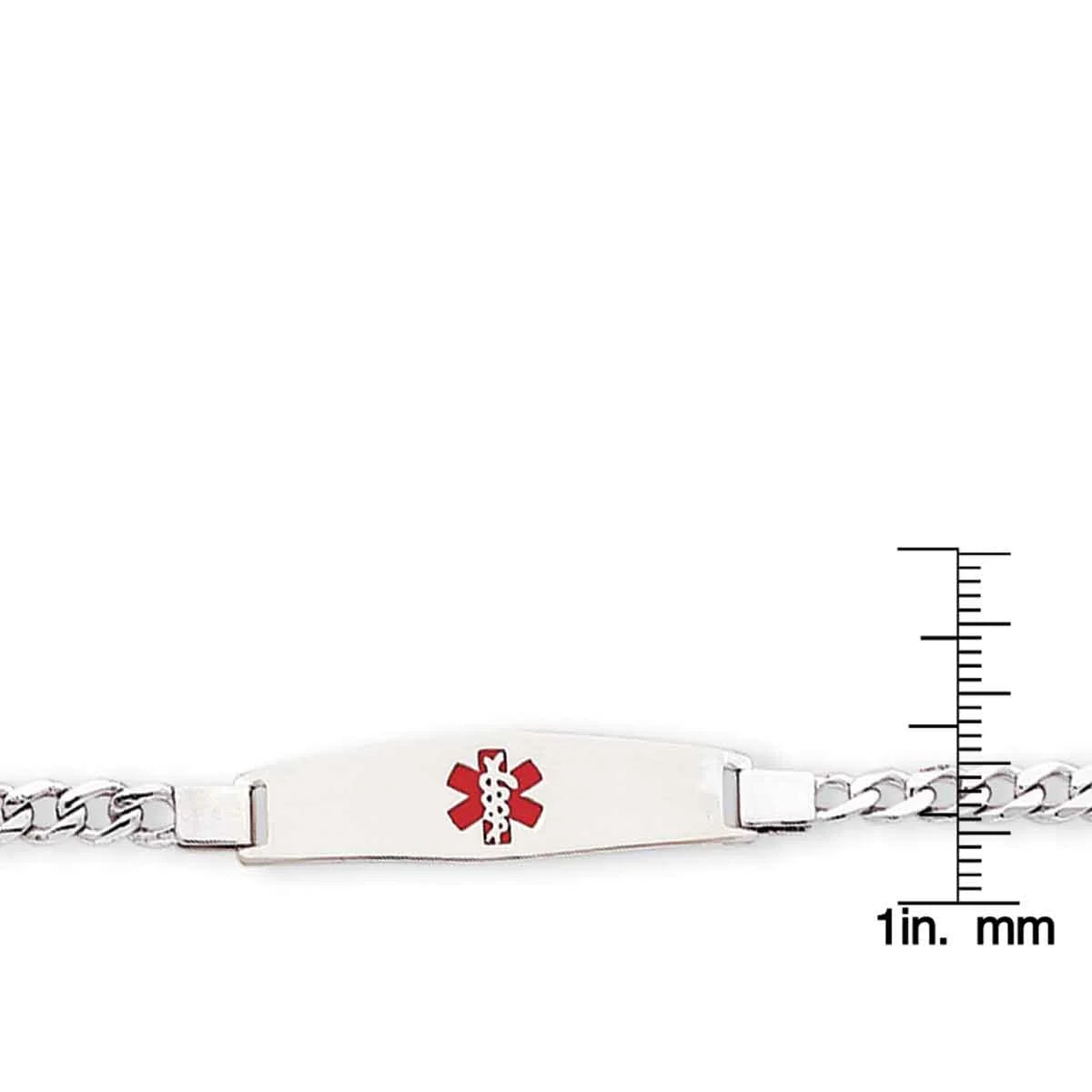 Primal Silver Sterling Silver Rhodium-plated Medical ID Curb Link Bracelet