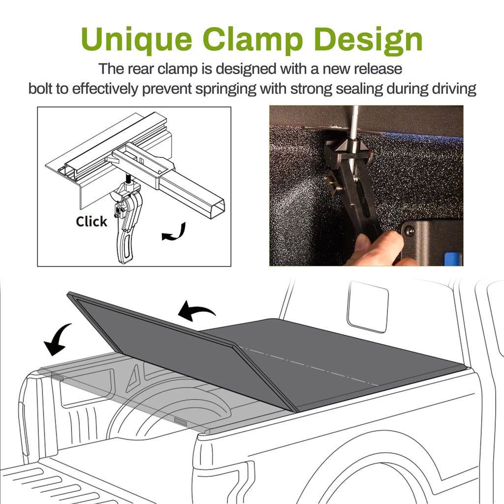 Ledkingdomus 5.7ft Soft Tri-fold Truck Bed Tonneau Coating for 09-23 Dodge Ram 1500 Without Rambox