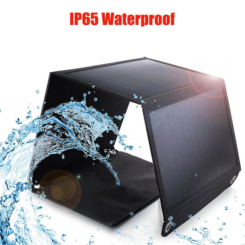 80W Solar Charger Solar Panel Portable Solar Phone Charger Waterproof Power Bank for Phone Fishing Hiking Camping Emergency Outdoors