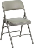 4 Pack HERCULES Series Curved Triple Braced & Double Hinged Gray Vinyl Metal Folding Chair