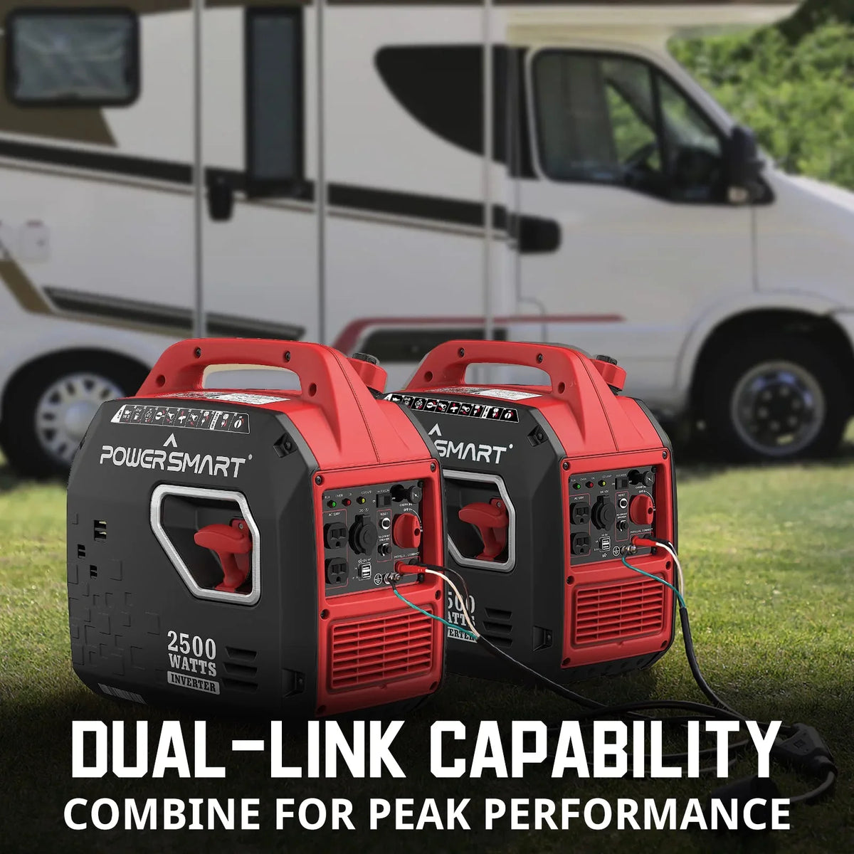 PowerSmart 2500W Portable Inverter Gas Generator，Super Quiet，Low Oil Shutdown, Ultra Lightweight for Camping